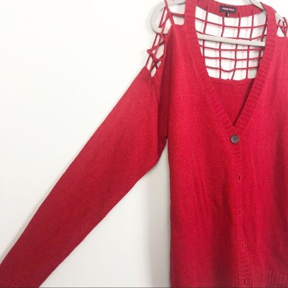 Nameless | Red Caged Cardigan - Picture 2 of 8